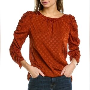 Nwt! Max Studio jacquard shine polka dot blouse in chili